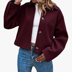 Amazon Cicy Bell cropped peacoat - wine red size small
